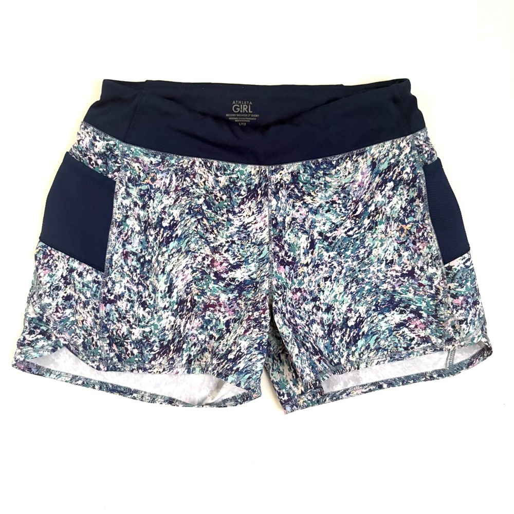Athleta | Girl’s‎ Navy + Multicolor Shorts w/ Side Pockets & Back Zipper Size 12